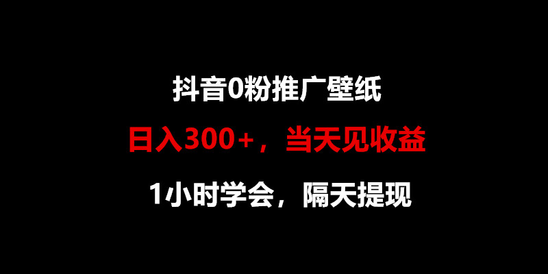 日入300+，抖音0粉推广壁纸，1小时学会，当天见收益，隔天提现速创网赚项目-副业赚钱-互联网创业-资源整合速创园
