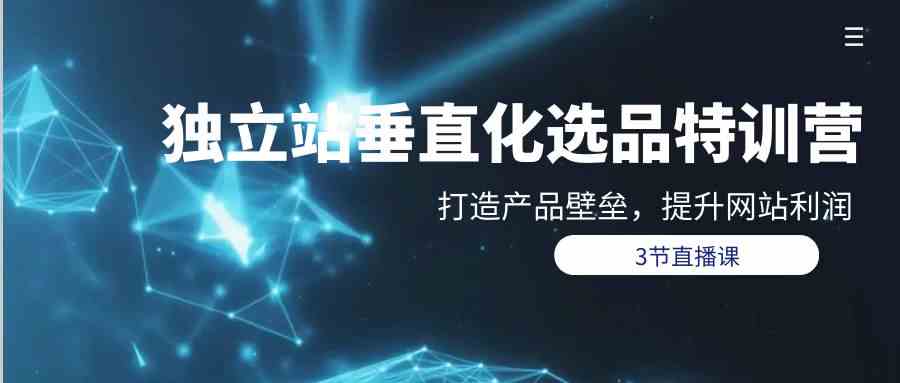 独立站垂直化选品训练营，打造产品壁垒，提升网站利润（3节直播课）速创网赚项目-副业赚钱-互联网创业-资源整合速创园