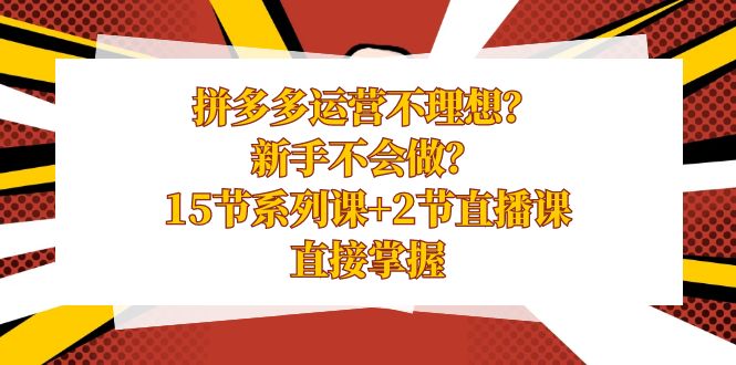 拼多多运营不理想？新手不会做？15节系列课+2节直播课，直接掌握速创网赚项目-副业赚钱-互联网创业-资源整合速创园