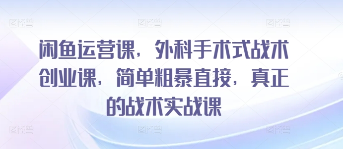 闲鱼运营课，外科手术式战术创业课，简单粗暴直接，真正的战术实战课速创网赚项目-副业赚钱-互联网创业-资源整合速创园