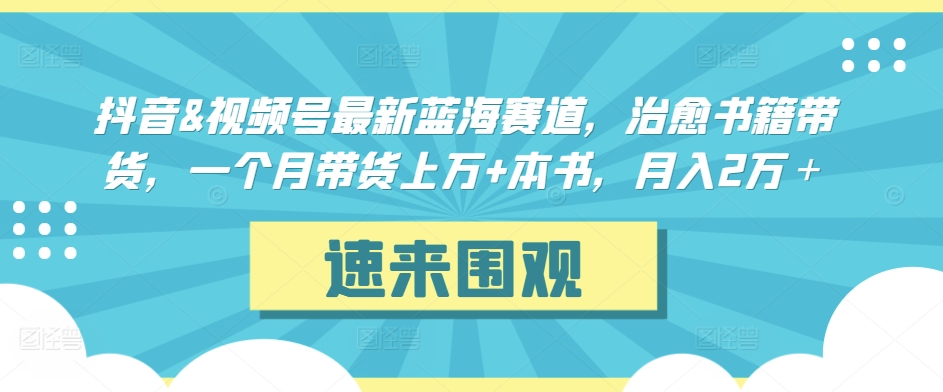 抖音&视频号最新蓝海赛道，治愈书籍带货，一个月带货上万+本书，月入2万＋速创网赚项目-副业赚钱-互联网创业-资源整合速创园
