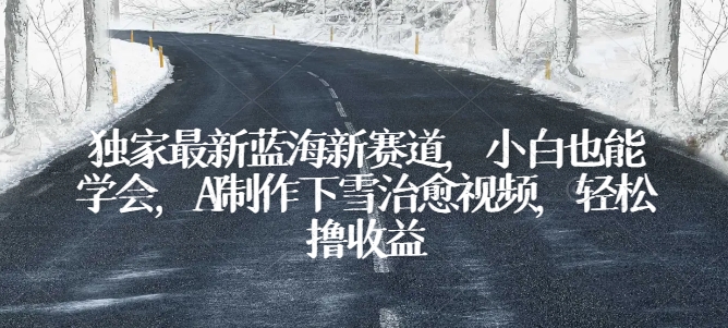 独家最新蓝海新赛道，小白也能学会，AI制作下雪治愈视频，轻松撸收益速创网赚项目-副业赚钱-互联网创业-资源整合速创园