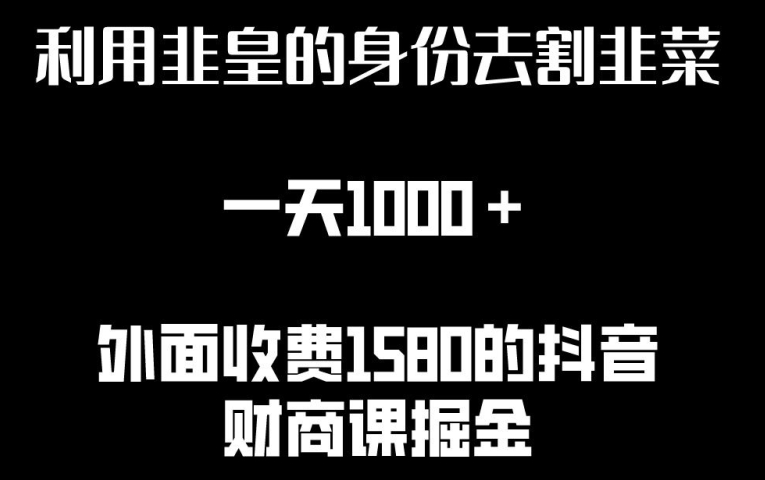 利用非皇的身份去割韭菜，一天1000+(附详细资源)速创网赚项目-副业赚钱-互联网创业-资源整合速创园