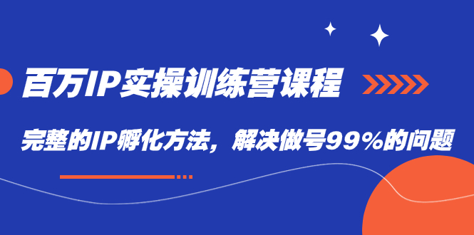 百万IP实战训练营课程，完整的IP孵化方法，解决做号99%的问题速创网赚项目-副业赚钱-互联网创业-资源整合速创园