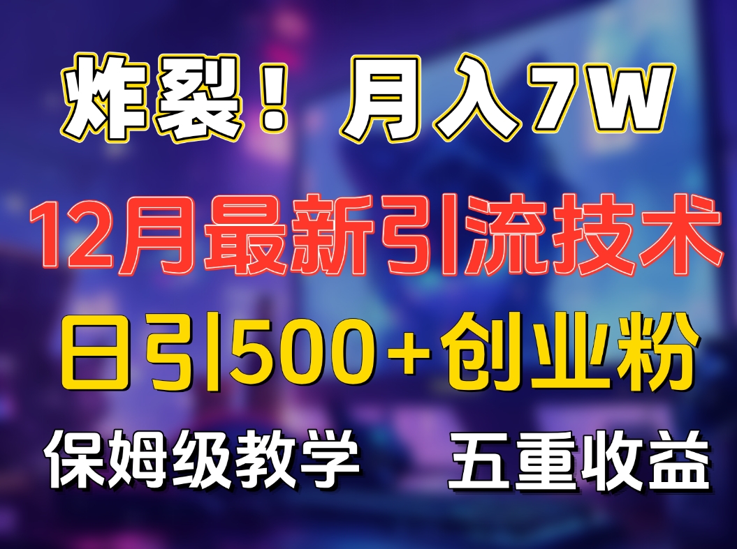 炸裂！月入7W+揭秘12月最新日引流500+精准创业粉，多重收益保姆级教学速创网赚项目-副业赚钱-互联网创业-资源整合速创园