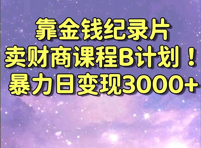 靠金钱纪录片卖财商课程B计划！暴力日变现3000+，喂饭式干货教程！速创网赚项目-副业赚钱-互联网创业-资源整合速创园