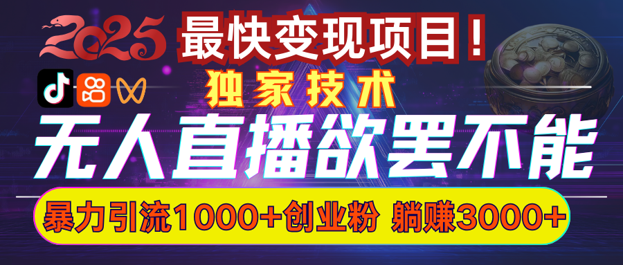 欲罢不能的无人直播引流，超暴力日引流1000+高质量精准创业粉速创网赚项目-副业赚钱-互联网创业-资源整合速创园